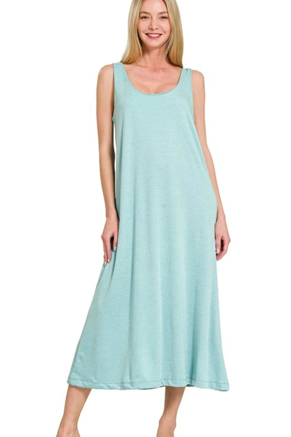 Zenana French Terry Twisted Strap Midi Dress - Farnelli