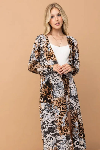 And The Why Animal Print Kimono and Shorts Set - Farnelli