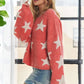 ADORA Full Size Star Contrast Round Neck Sweater Plus Size - Farnelli
