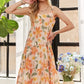 ADORA Smocked Back Floral Adjustable Strap Midi Dress - Farnelli