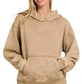 Zenana Fleece Acid Wash Kangaroo Pocket Hoodie - Farnelli