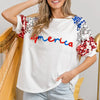 BiBi America Letter Applique Spangle Puff Sleeves Top - OFF WHITE