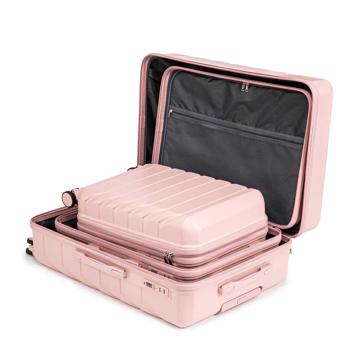 HouseOfZazla 3-piece spinner wheel luggage set with combination locks assigiinng
