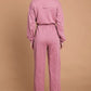 Culture Code Full Size Button Up Drawstring Waist Straight Jumpsuit - Farnelli