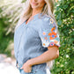 Hadlee Floral Embroidered Puff Sleeve Split Neck Blouse - Farnelli