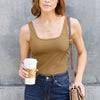 Basic Bae Full Size Square Neck Wide Strap Tank - Camel