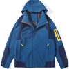 Men's Plus Size Hooded Waterproof Windproof Outdoor Jacket - Peacock  Blue