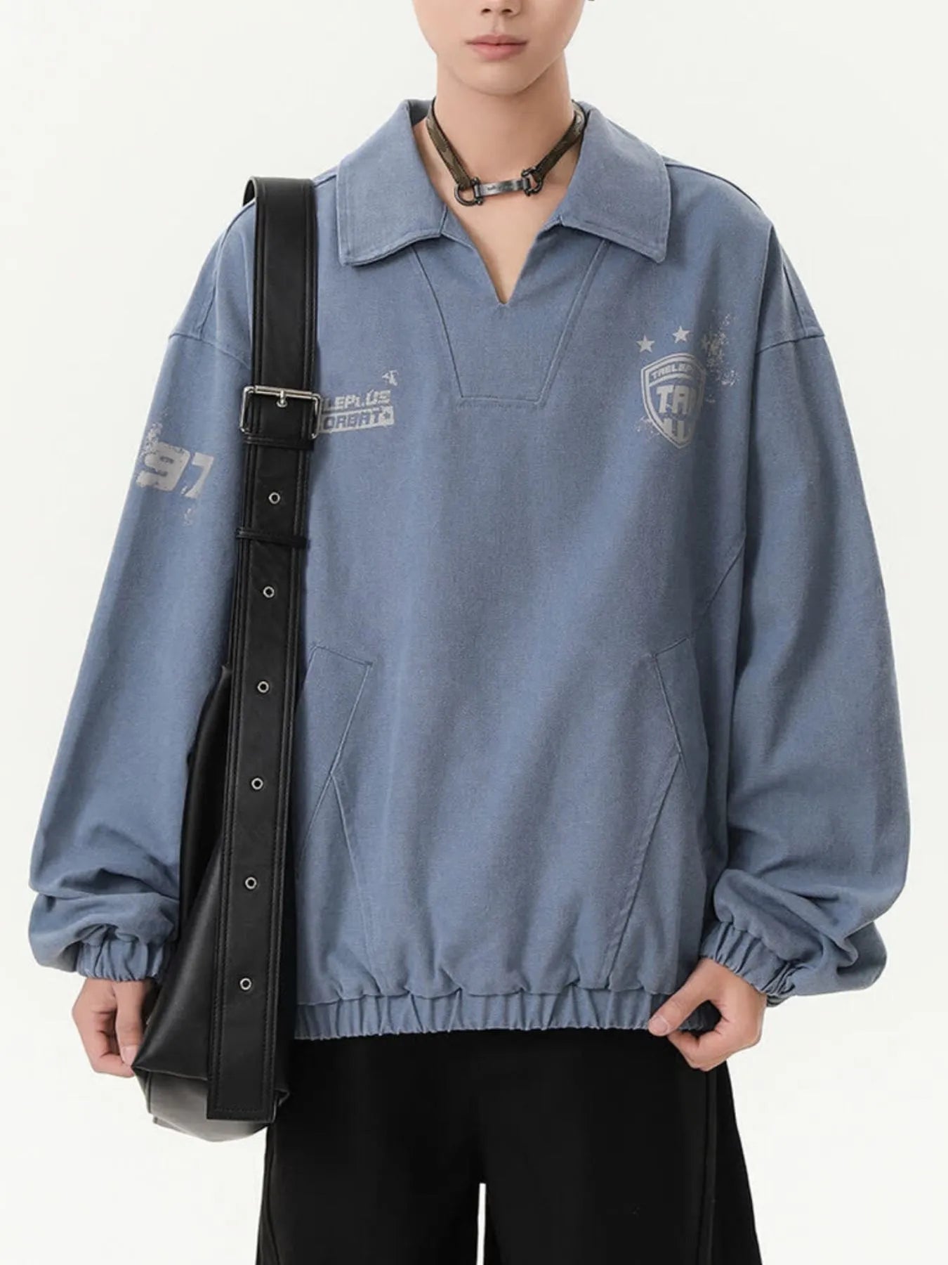 Men's Collared Neck Long Sleeve Sweatshirt - Farnelli