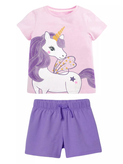 Children's Unicorn Graphic Tee and Shorts Set - Farnelli