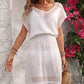 Openwork V-Neck Short Sleeve Cover-Up Dress - Farnelli
