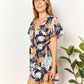 Honey Botanical Print Surplice Neck Tie Waist Romper - Farnelli