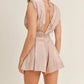 MABLE Draped Romper with Pleated Shoulder Pad Detail - Farnelli