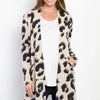 Be Stage Printed Open Front Knit Cardigan with Pockets - Taupe