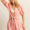 HYFVE Front Tie Top and Bubble Hem Shorts - PINK