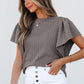 Brynn Textured Flutter Sleeve Top - Farnelli