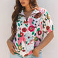 Adele Floral Slit V Neck Blouse - Farnelli