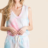 BiBi Tie Dye Textured Knit Top and Shorts Set - N.PINK/BLUE MULTI
