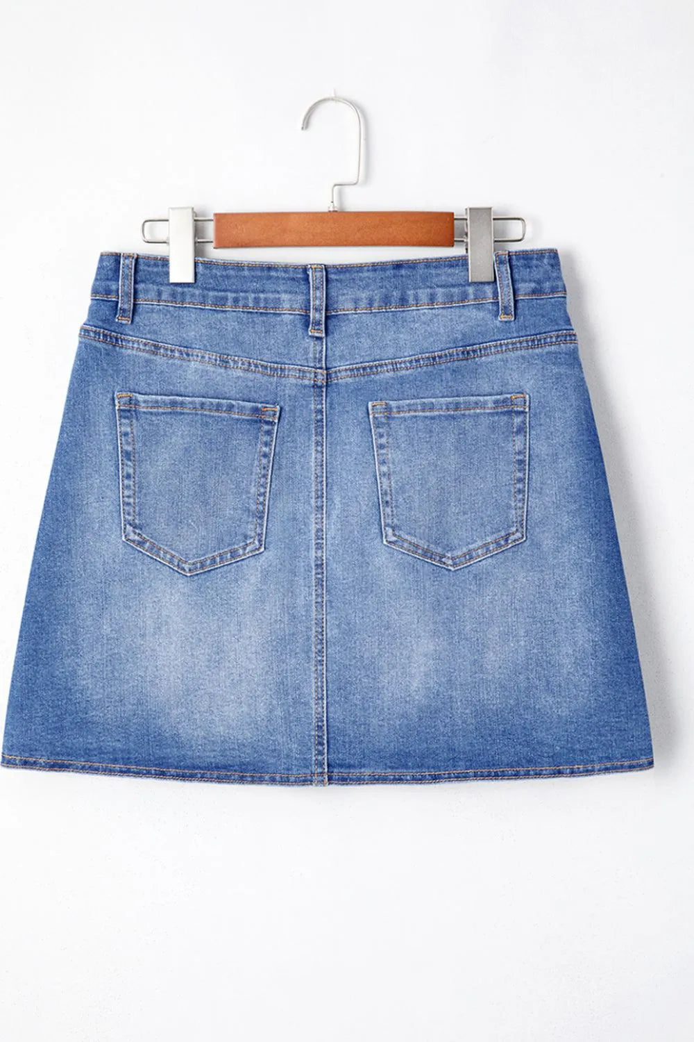 Wrapped Crossed Waist Denim Mini Skirt - Farnelli