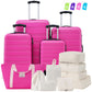 HouseOfZazla 4-piece hardshell luggage set with TSA locks and spinner wheels in multiple colors