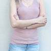 And The Why Ribbed Knit Slim Tank - Mauve