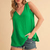 Aemi + Co V-Neck Wide Strap Tank - Green