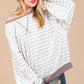 Ces Femme Striped Round Neck Drop Shoulder Sweatshirt - Farnelli