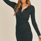 Mable Button Up Ribbed Mini Shirt Dress - Farnelli