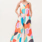 And The Why Tied Shoulder Straps Wide-Leg Geo Print Jumpsuit - Farnelli