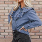 Trinity Denim Ruffled Casual Top - Farnelli