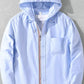 Men's Plus Size Striped Trim Hooded Casual Shacket - Farnelli
