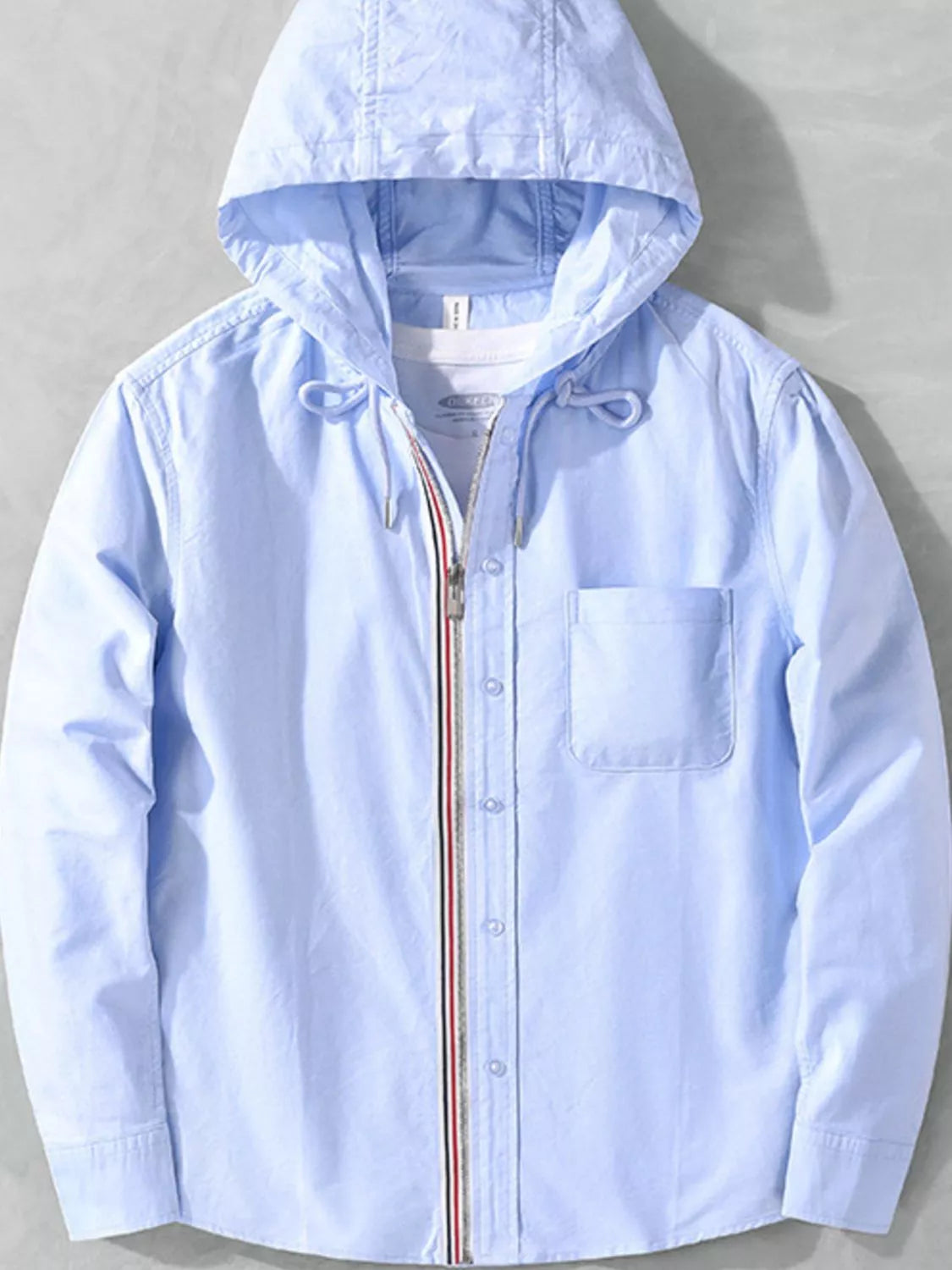 Men's Plus Size Striped Trim Hooded Casual Shacket - Farnelli