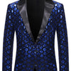 Men's Sequin One Button Blazer - Royal Blue