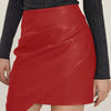 Ruched Mini Skirt with Zipper - Scarlet