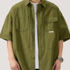 Men's Full Size Button Up Half Sleeve Shirt Plus Size - Army Green