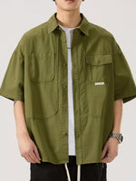 Men's Full Size Button Up Half Sleeve Shirt Plus Size - Farnelli