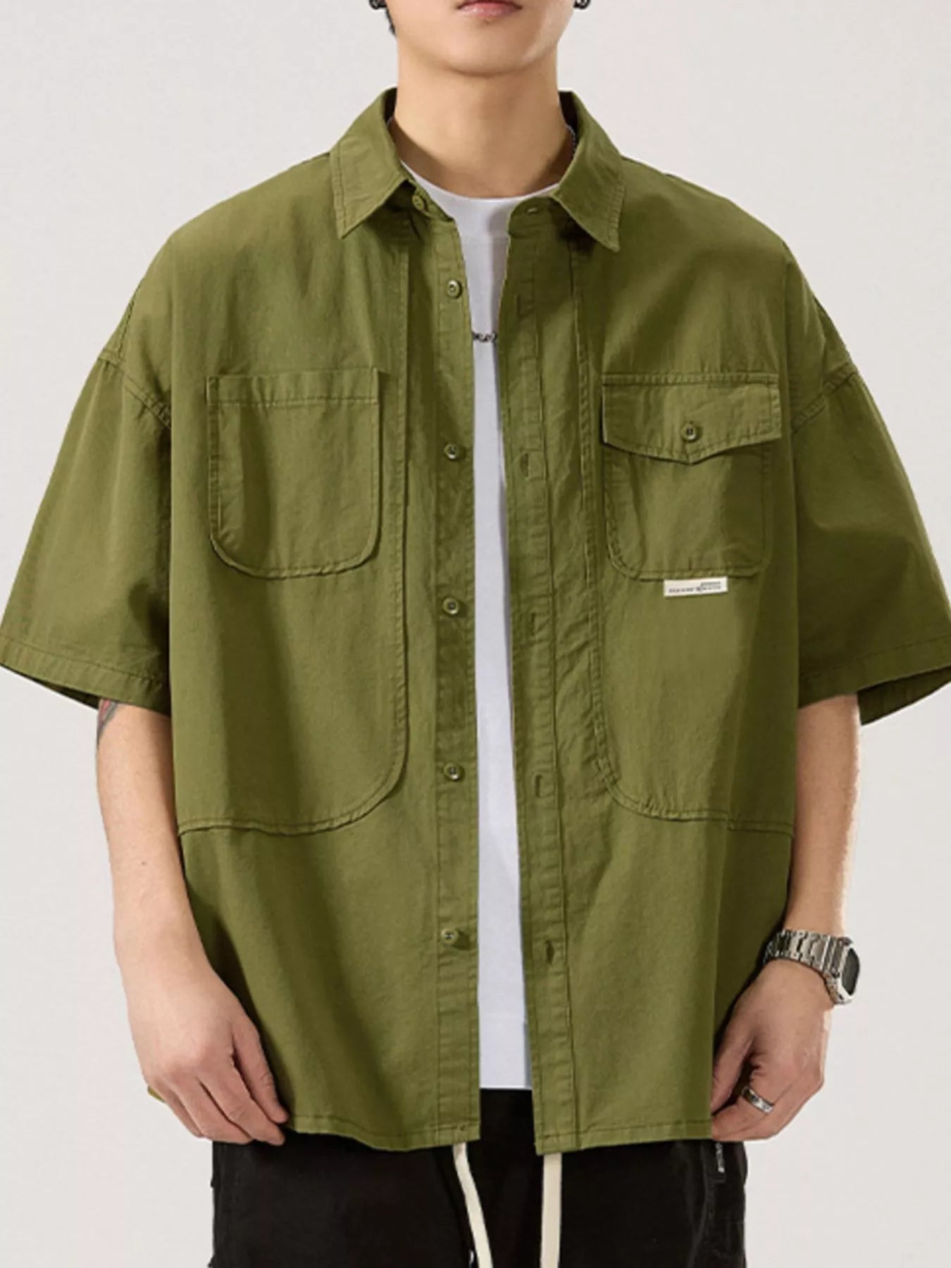 Men's Full Size Button Up Half Sleeve Shirt Plus Size - Farnelli