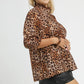 Umgee Full Size Leopard Print Ruffle Neck Blouse Plus Size - Farnelli