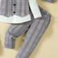 Hat, Long Sleeve Shirt, Plaid Vest and Pants 4-Piece Set - Farnelli