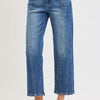 RISEN High Rise Crop Straight Jeans - DARK