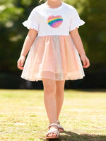 Children's Rainbow Heart Tulle Dress - Farnelli