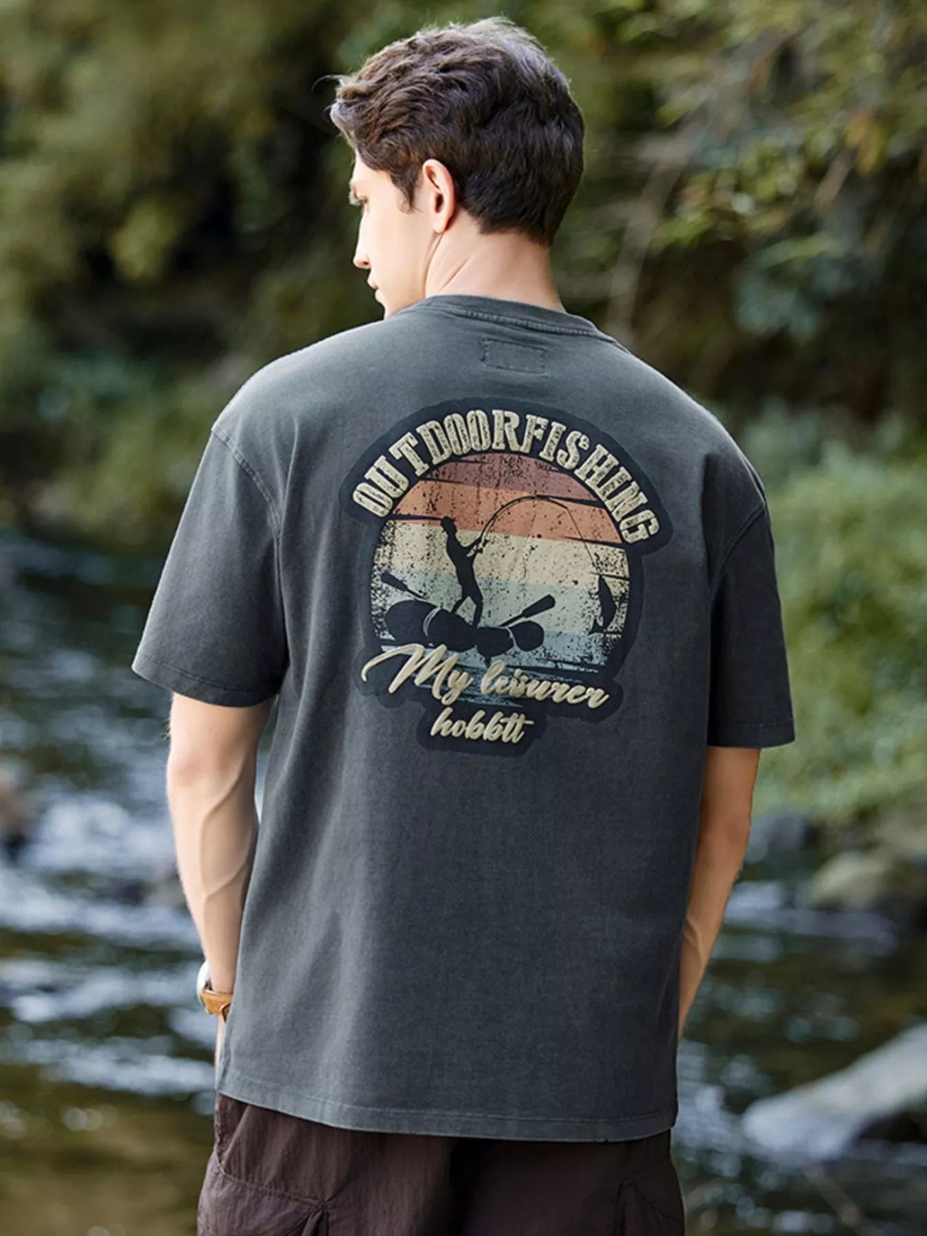 Men's Plus Size Outdoor Fishing Graphic Relaxed Fit T-Shirt - Farnelli
