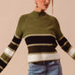 SO ME Multi Color Striped Mock Neck Sweater - Farnelli