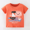 Children's Happy Day Graphic Round Neck T-Shirt - Coral