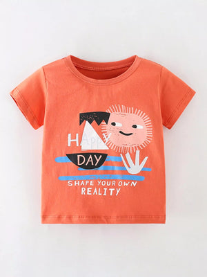 Children's Happy Day Graphic Round Neck T-Shirt - Farnelli