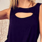 BiBi Rayon Span Knit With Cut Out Front Sleeveless Top - Farnelli