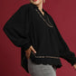 Umgee Full Size Linen Scallop Hem Blouse with Contrast Trim Plus Size - Farnelli