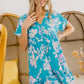 BiBi Floral Crinkle Shirred Ruffle Detail V Neck Dress - Farnelli
