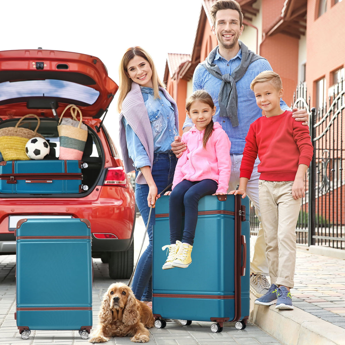 HouseOfZazla 4-piece hardshell luggage set with TSA locks in multiple colors