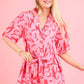 VERY J Oversized Printed Button Down Resort Romper - Farnelli