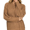 Zenana Exposed Seam Round Neck Sweater - DEEP CAMEL